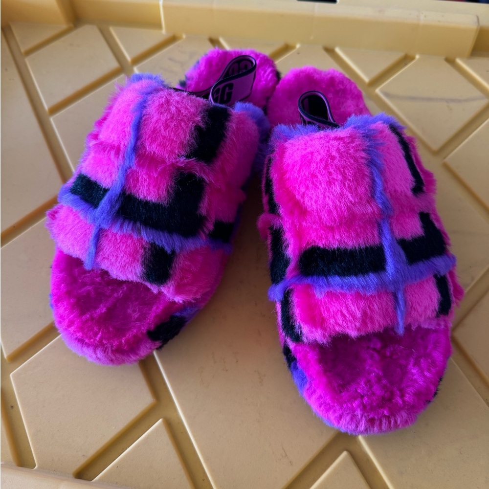 UGG Vibrant Pink Fuzzy Slippers